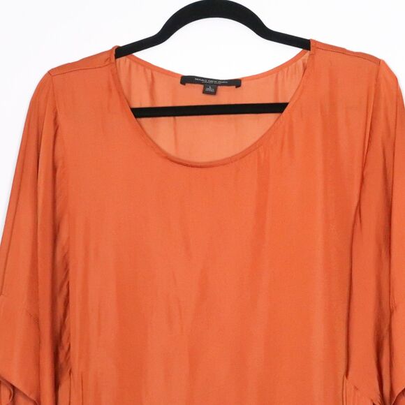 Marc New York Andrew Marc Womens Blouse Size Large Rust Orange Minimalistic Boho - Picture 5 of 7